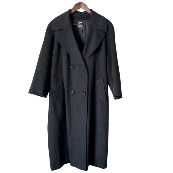 CINZIA ROCCA Italian Double Breasted Pure Cashmere Charcoal Grey Peacoat Size 12 - Picture 1 of 10